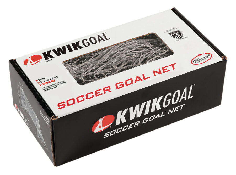 Kwik Goal 8H X 24H X 3D X 8 1/2D, 120MM Mesh, Solid Braid Knotless (Pre-Packaged)